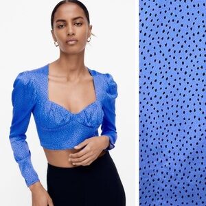 Zara Royal Blue Cropped Blouse